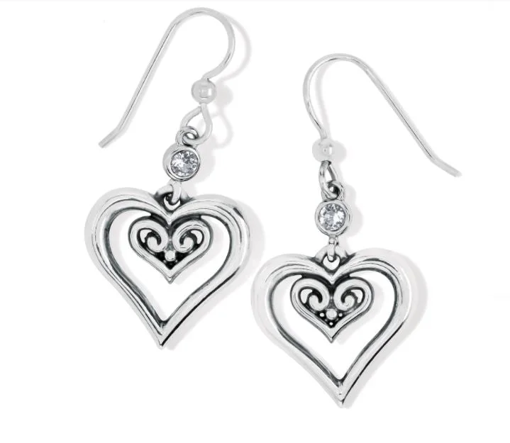 Women’s clip-on earrings-Alcazar Duet Heart French Wire Earrings