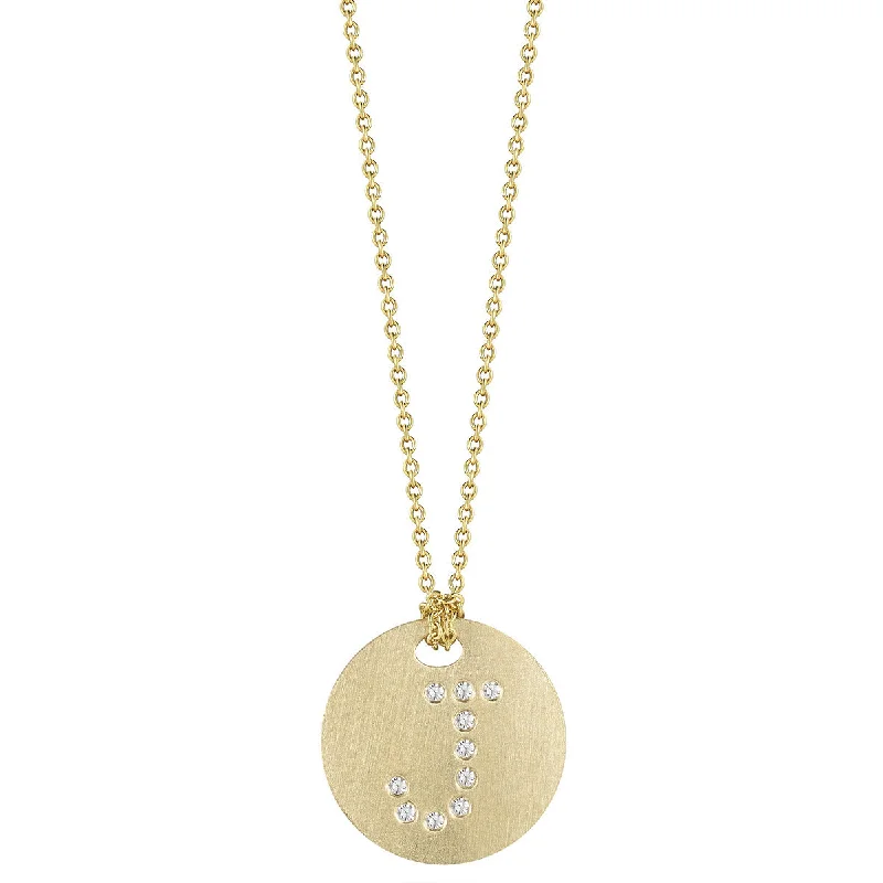 Women’s elegant necklace-Disc Pendant with Diamond Initial J