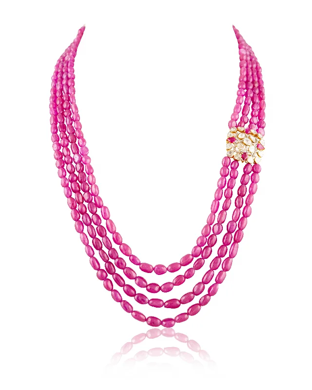 Women’s crystal necklace-Rakul Polki And Diamond Bead Pendant