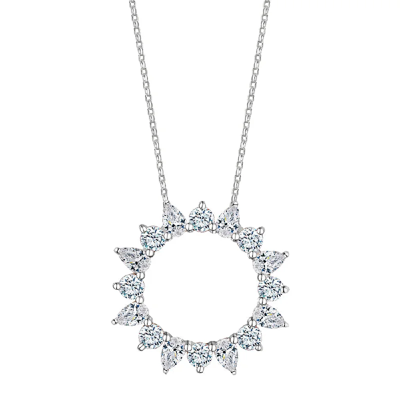 Women’s birthstone pendant necklace-Fancy pendant with 1.28 carats* of diamond simulants in 10 carat white gold