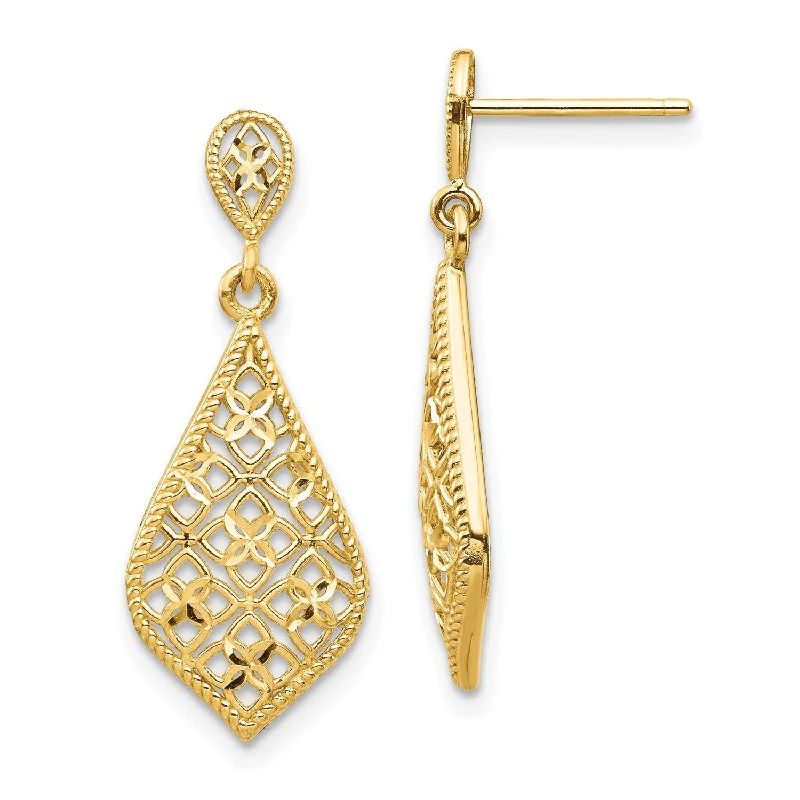 Women’s wedding earrings-14KT Yellow Gold Drop & Dangle Fancy Earrings