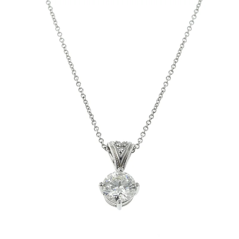 Women’s rose gold necklace-18K White Gold Fire and Ice Diamond Pendant