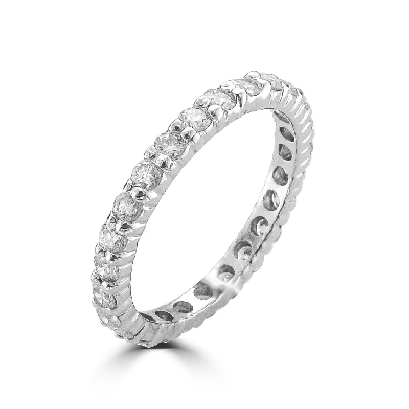 Women’s art deco engagement ring-14KT WHITE GOLD 3/4 CTW ROUND DIAMOND ETERNITY BAND