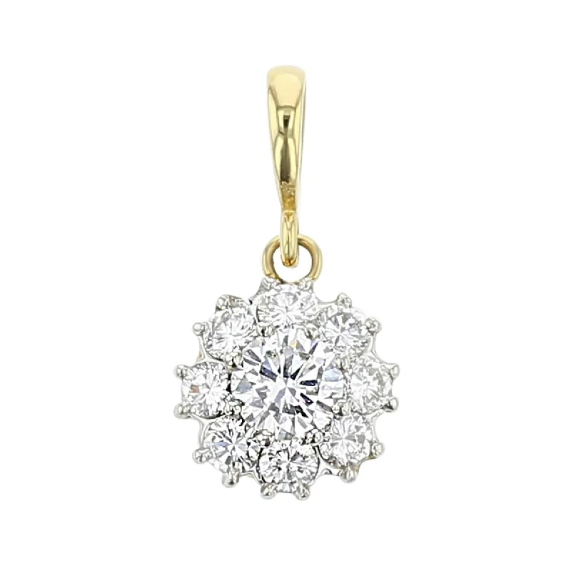 Women’s necklace set-14K White and Yellow Gold Diamond Cluster Pendant