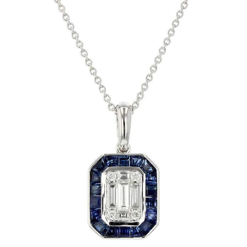 Women’s birthstone pendant necklace-14K Sapphire and Diamond Pendant