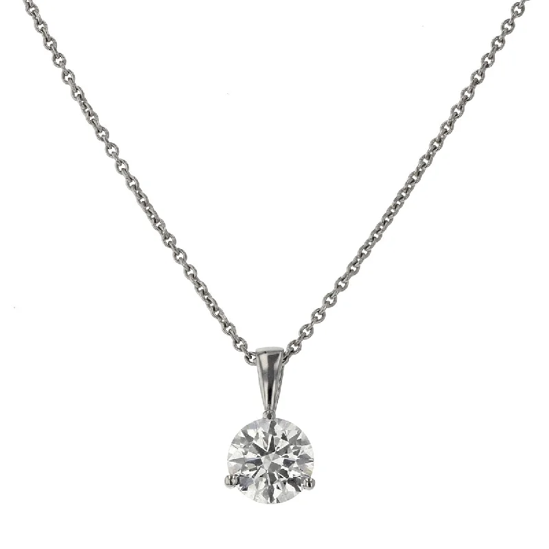 Women’s gold chain necklace set-Classic Three-Prong Solitaire Diamond Pendant