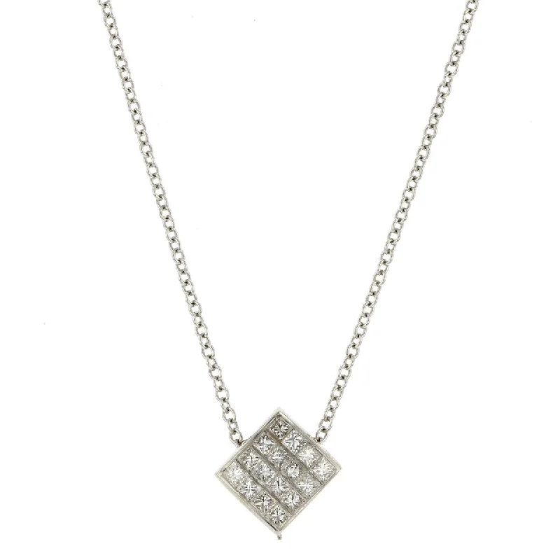 Women’s necklace set-Christopher Designs Princess Cut Diamond Pendant