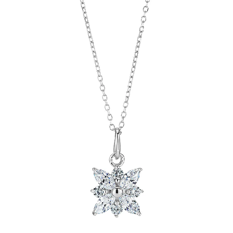 Women’s infinity necklace-Fancy pendant with 0.68 carats* of diamond simulants in 10 carat white gold