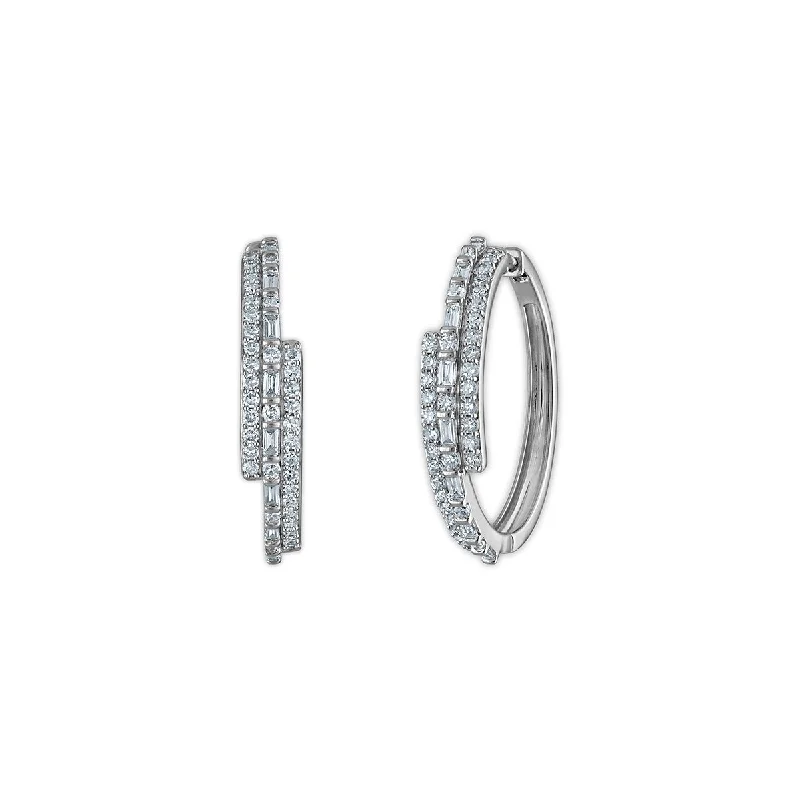 Women’s casual earrings-EcoLove 1 CTW Lab Grown Diamond Multi Row Hoop Earrings