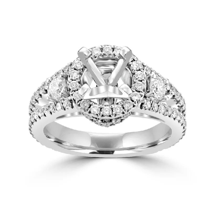 Women’s platinum engagement ring-18KT White Gold 1.16 CTW Diamond Halo Setting for 1.50 CT Round