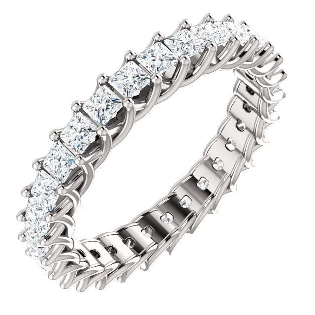 Women’s classic diamond engagement ring-14KT GOLD 2 CTW PRINCESS CUT DIAMOND TRELLIS ETERNITY BAND