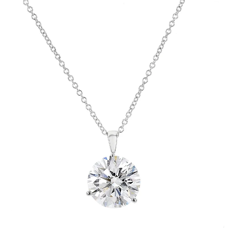 Women’s fine necklace-18K White Gold Brilliant Diamond Solitaire Pendant