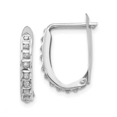 Women’s wedding earrings-Diamond Fascination 14KT White Gold 15MM Diamond Accent Hoop Earrings