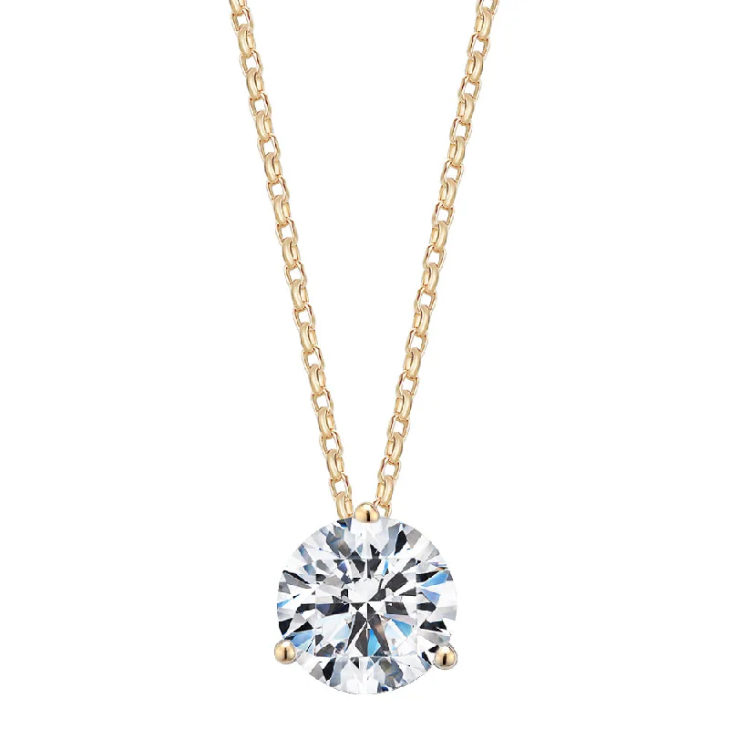 Women’s luxury necklace-Round Brilliant solitaire pendant with 2.04 carat* diamond simulant in 10 carat yellow gold