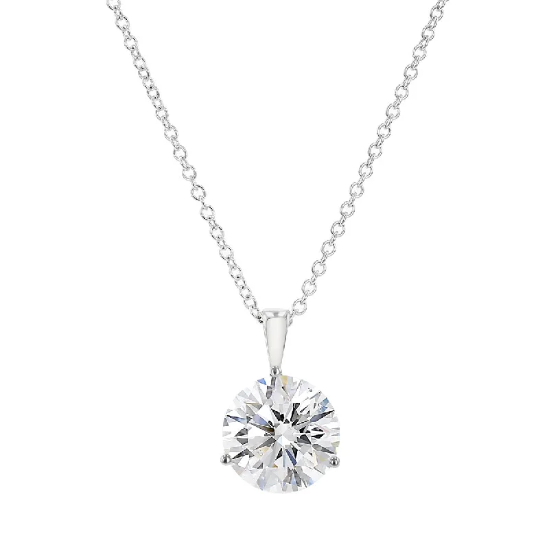 Women’s vintage-inspired necklace-18K White Gold Brilliant Diamond Solitaire Pendant