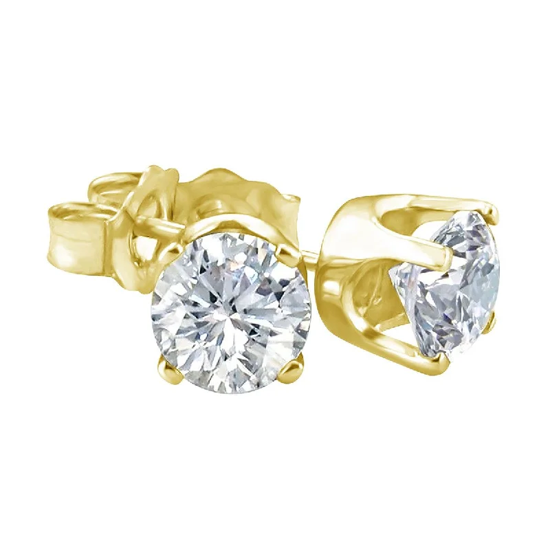 Women’s unique earrings-Premiere 1/10 CTW Diamond Solitaire Stud Earrings in 14KT Yellow Gold