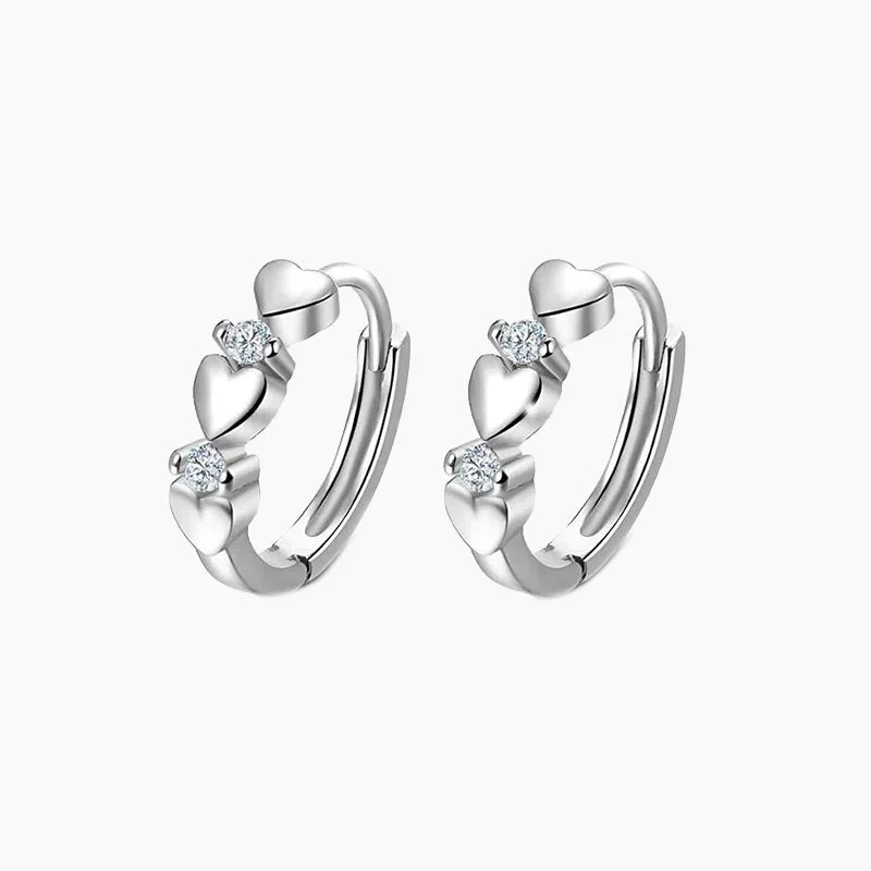 Women’s boho earrings-Heart-shaped Zirconia Huggie Earrings For Women