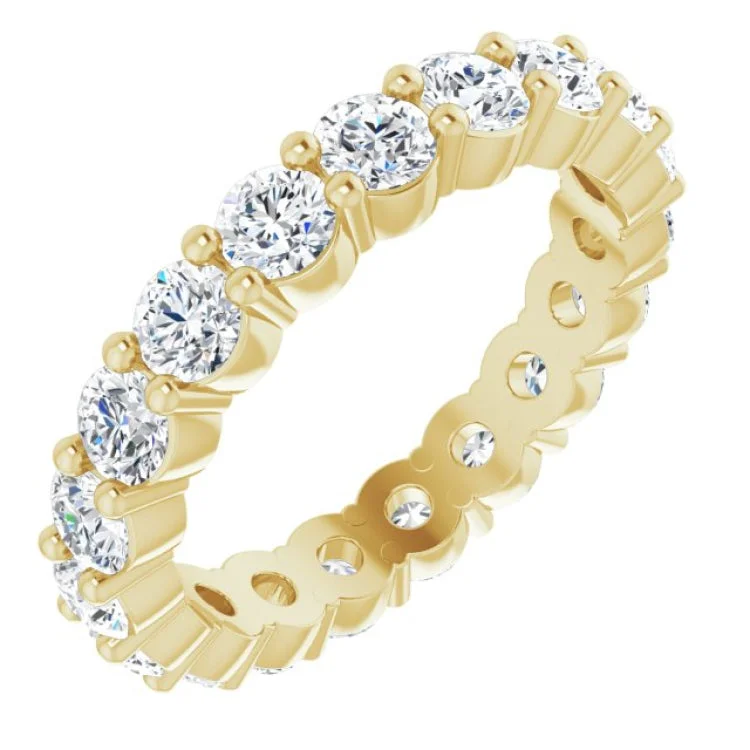 Women’s wedding engagement ring set-18K Yellow 1 7/8 CTW Natural Diamond Eternity Band Size 8