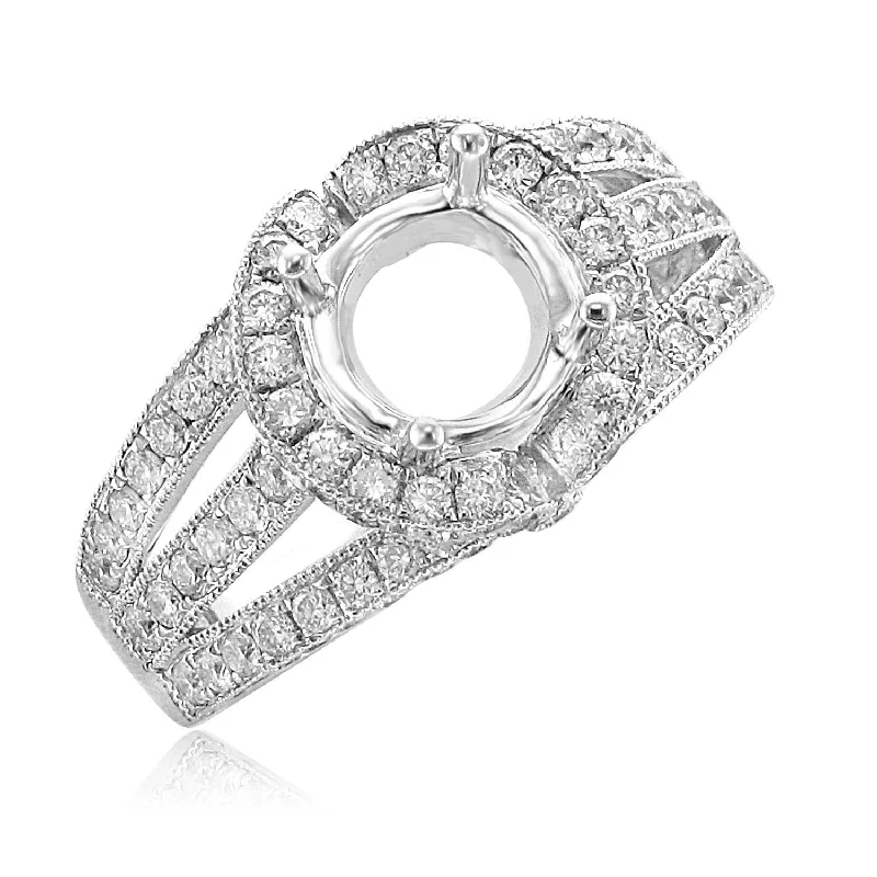 Women’s stylish diamond engagement ring-18KT White Gold 1.19 CTW Diamond Halo Setting for 2 CT Round