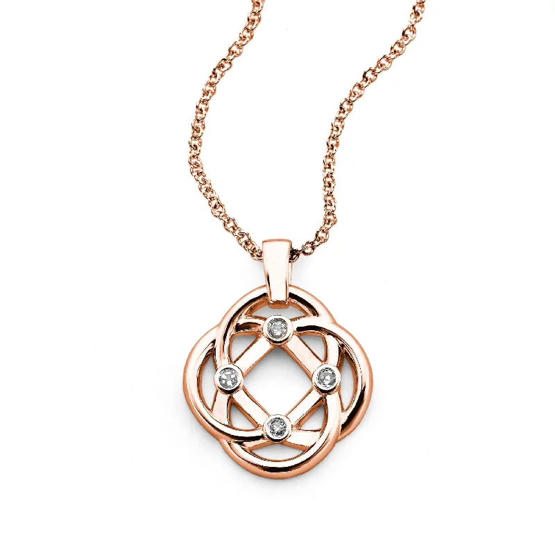 Women’s long necklace-The Safe Center Pendant, 14K Rose Gold and Diamond