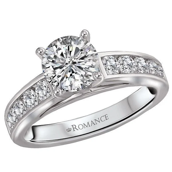 Women’s vintage style engagement ring-14KT 5/8 CTW Diamond Channel Set Cathedral Setting for 1 CT Round