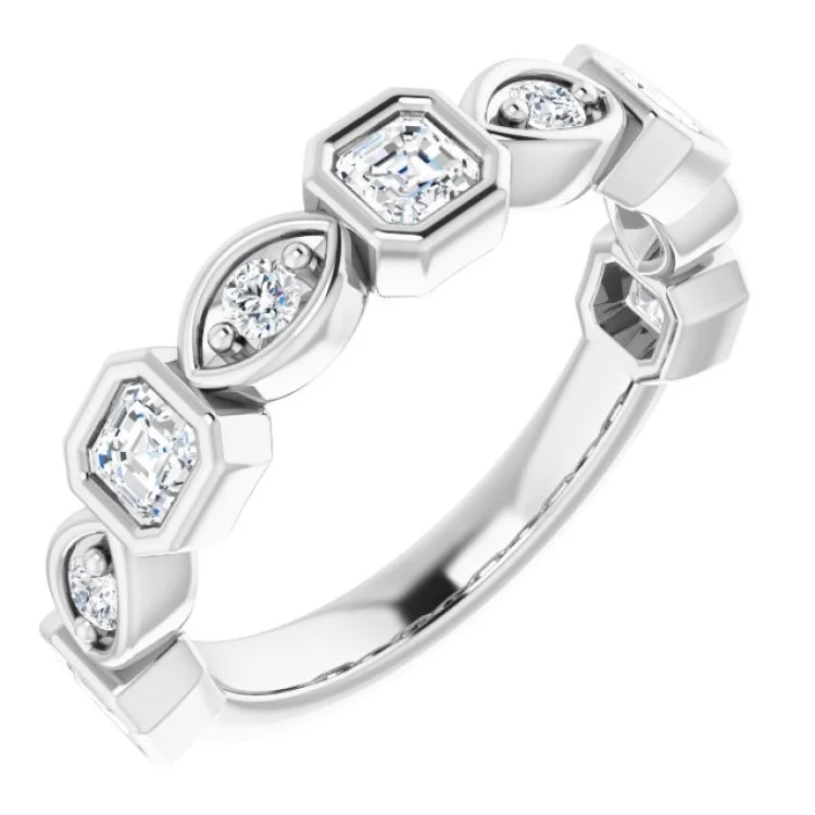 Women’s floral engagement ring-Platinum 9/10 CTW Natural Diamond Anniversary Band