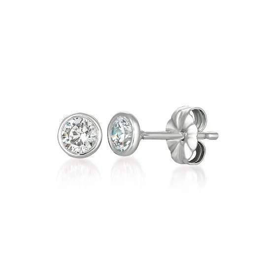 Women’s clip earrings-Crislu Platinum Plated Sterling Silver Round Cubic Zirconia Earrings