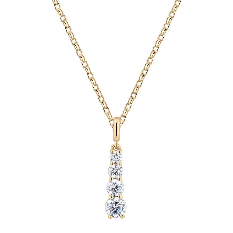 Women’s luxury gemstone necklace-Fancy pendant with 0.62 carats* of diamond simulants in 10 carat yellow gold