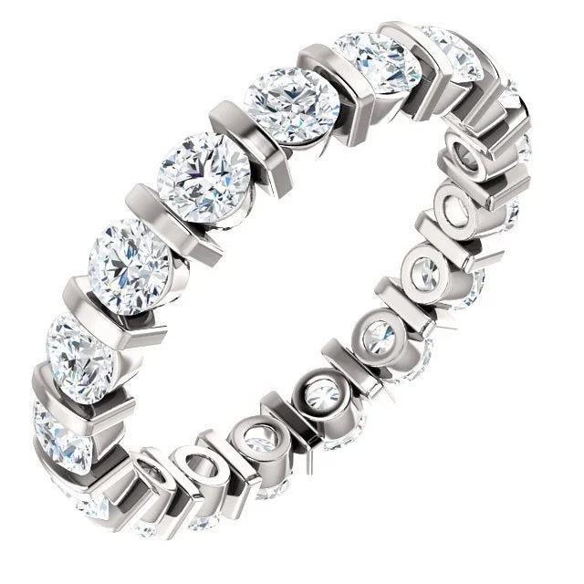 Women’s stylish engagement ring-14KT GOLD 2 CTW DIAMOND BAR-SET ETERNITY BAND