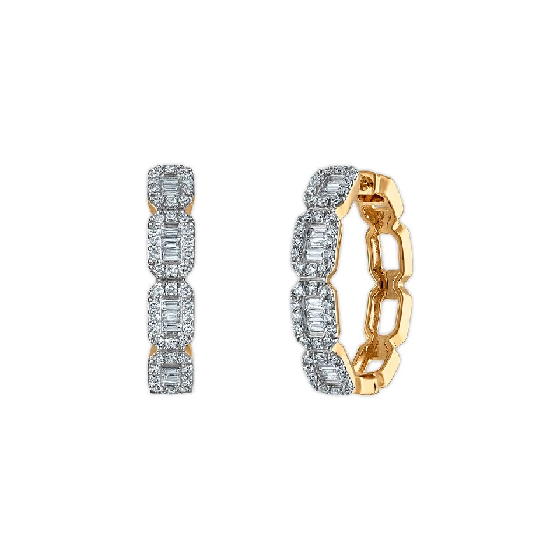 Women’s statement earrings-EcoLove 1 CTW Lab Grown Diamond Hoop Earrings in Gold Plated Sterling Silver