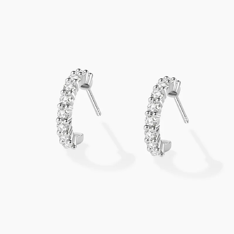 Women’s gemstone earrings-Classic Moissanite Huggie Hoop Earrings