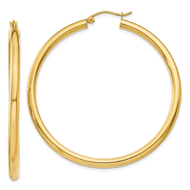 Women’s casual earrings-14KT Yellow Gold 50X3MM Hoop Earrings