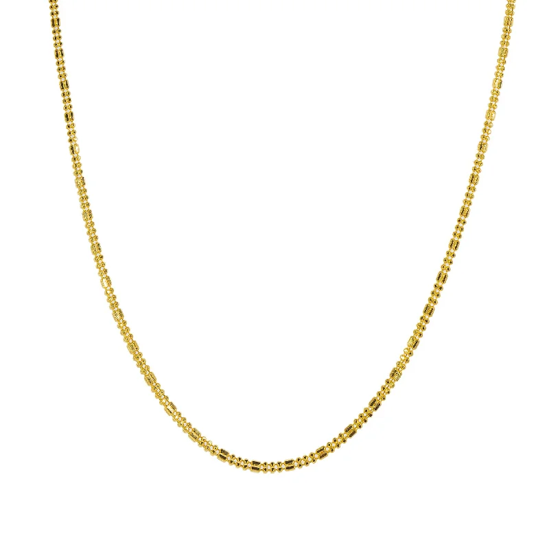 Women’s personalized necklace-22K Yellow Gold Short Chain W/ Gold Capsule & Ball Beads, 20 Inches