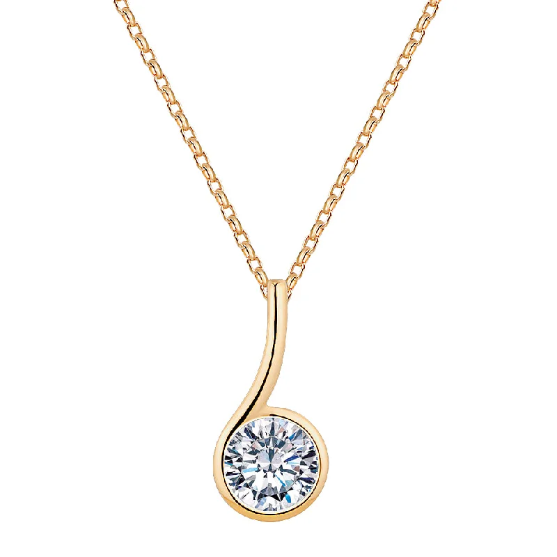 Women’s adjustable chain necklace-Fancy pendant with 1.03 carats* of diamond simulants in 10 carat yellow gold