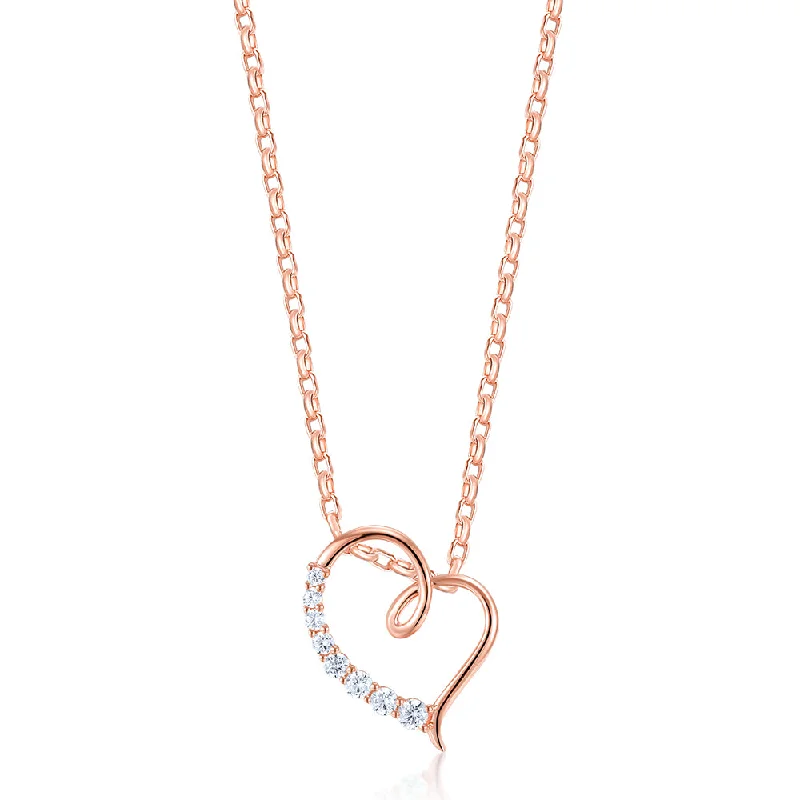 Women’s two-tone necklace-Fancy pendant with 0.25 carats* of diamond simulants in 10 carat rose gold