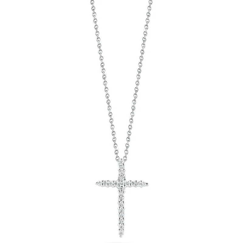 Women’s elegant silver necklace-Cross Pendant with Diamonds