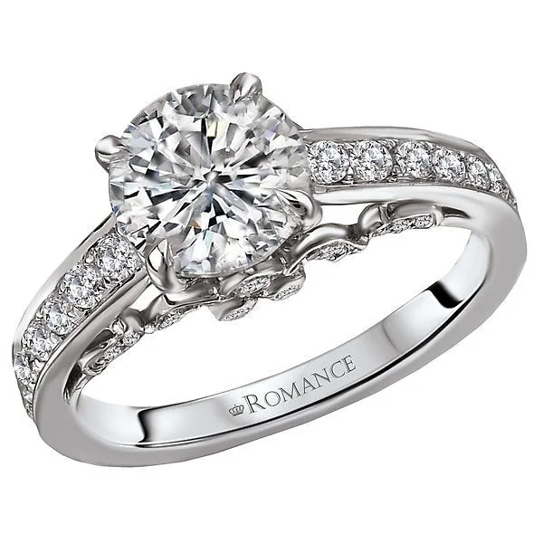 Women’s sleek engagement ring-18KT 3/8 CTW Diamond Accent Vintage Setting For 1.50 CT Round