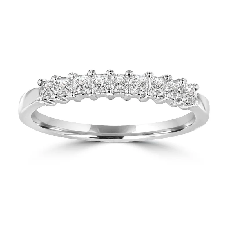 Women’s diamond engagement ring-14KT White Gold 3/8 CTW Princess Cut Diamond Prong Set Band