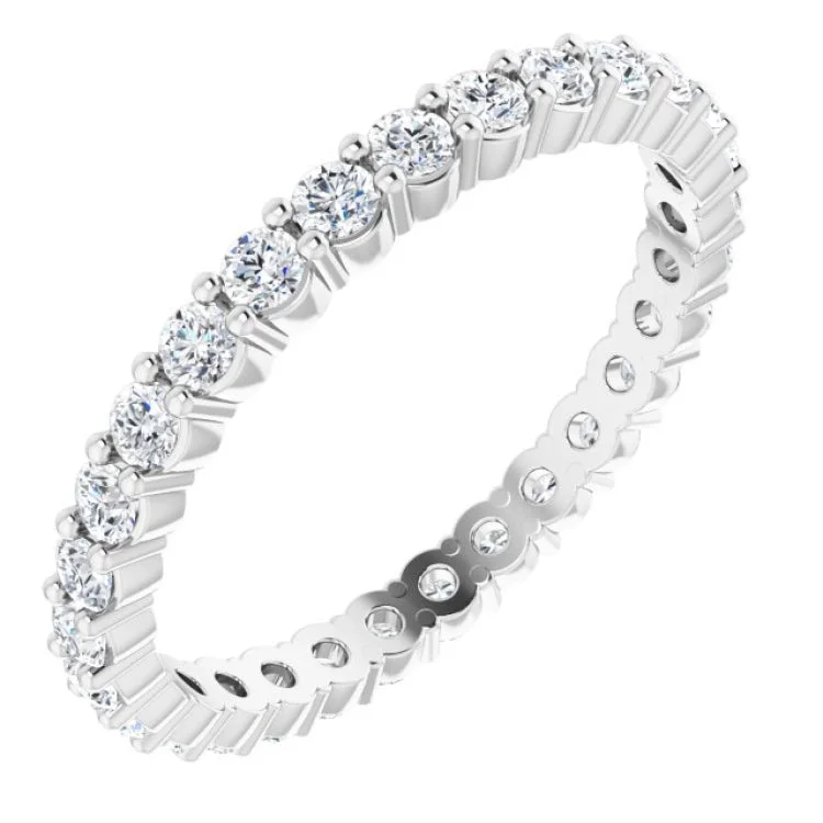 Women’s round diamond engagement ring-18K White 3/4 CTW Natural Diamond Eternity Band Size 8.5