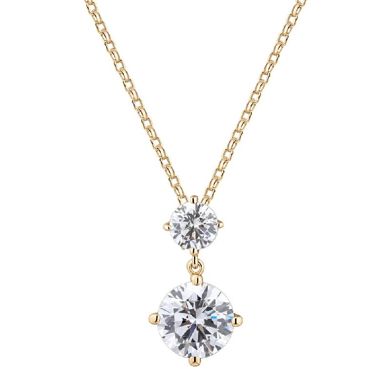 Women’s wedding necklace set-Fancy pendant with 2.5 carats* of diamond simulants in 10 carat yellow gold