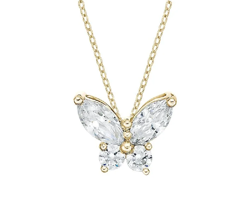 Women’s necklace set-Fancy pendant with 0.62 carats* of diamond simulants in 10 carat yellow gold