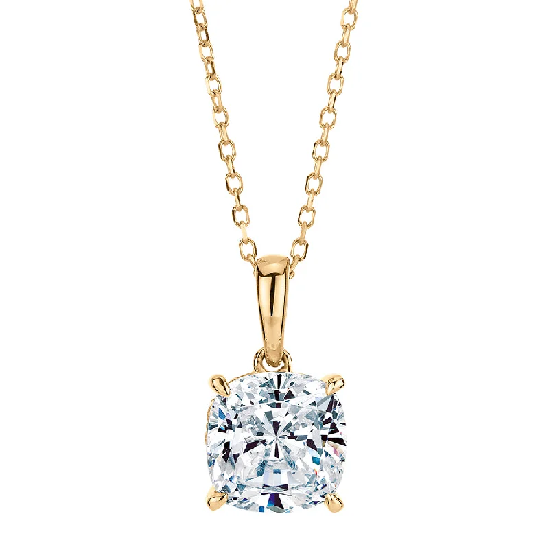 Women’s butterfly necklace-Cushion and Round Brilliant solitaire pendant with 1.34 carats* of diamond simulants in 10 carat yellow gold