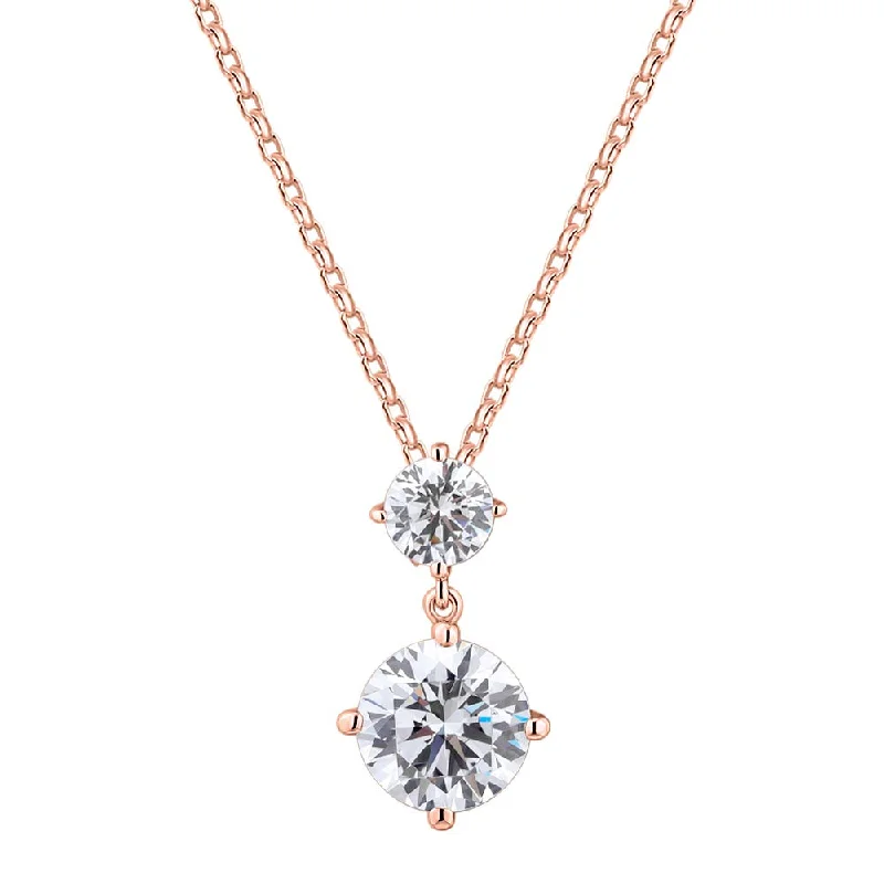 Women’s classic necklace-Fancy pendant with 2.5 carats* of diamond simulants in 10 carat rose gold