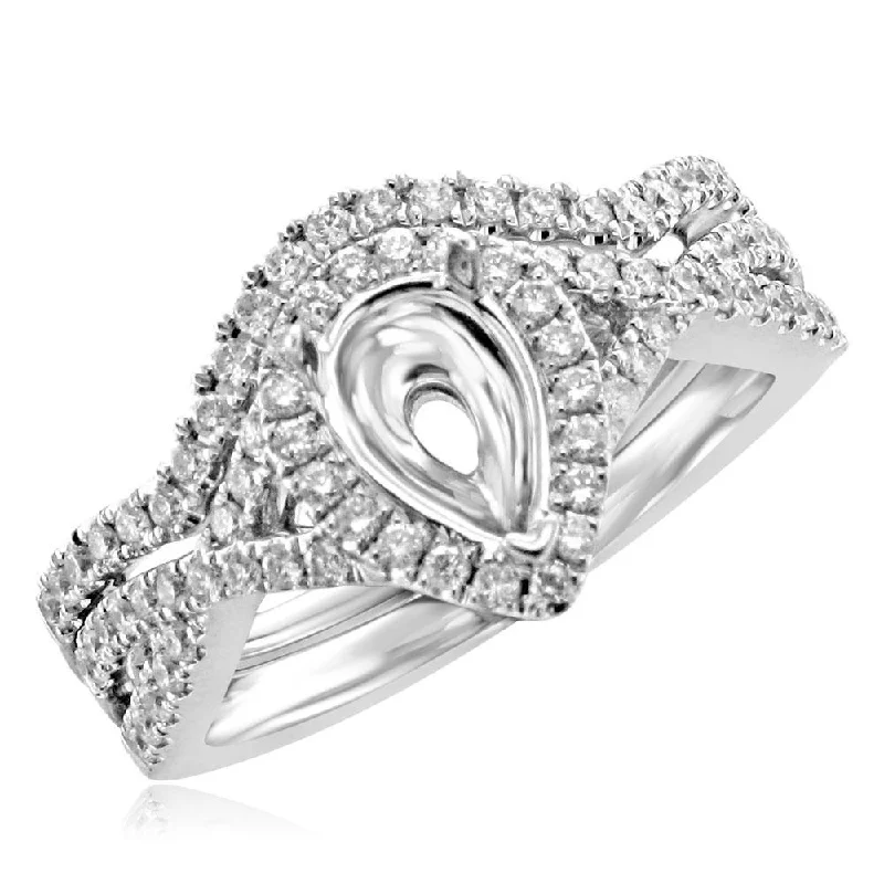 Women’s classic engagement ring-14KT White Gold .59 CTW Diamond Bridal Set for .75 CT Round Diamond