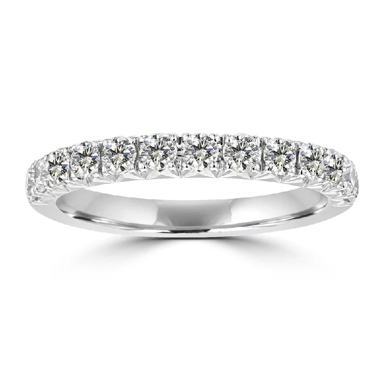 Women’s platinum engagement ring-14KT WHITE GOLD 3/8 CTW ROUND DIAMOND FRENCH PAVE BAND