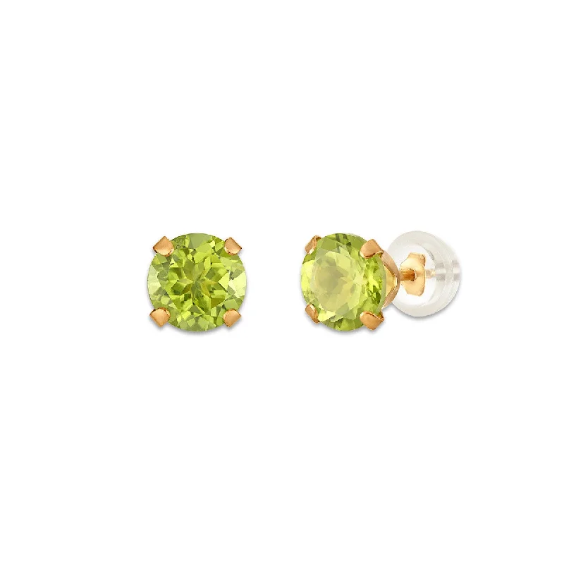 Women’s stud earrings-Peridot Birthstone Stud Earrings in 10KT Gold