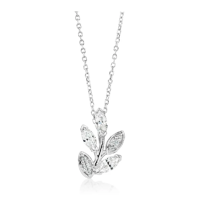 Women’s circle pendant necklace-Fancy pendant with 0.46 carats* of diamond simulants in 10 carat white gold