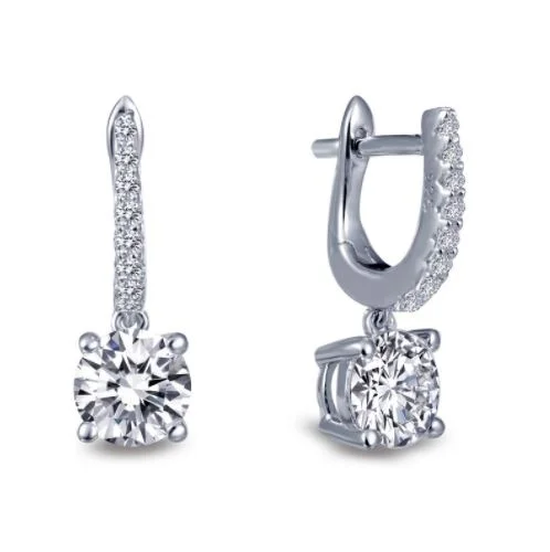 Women’s cubic zirconia earrings-Solitaire Dangle Earrings