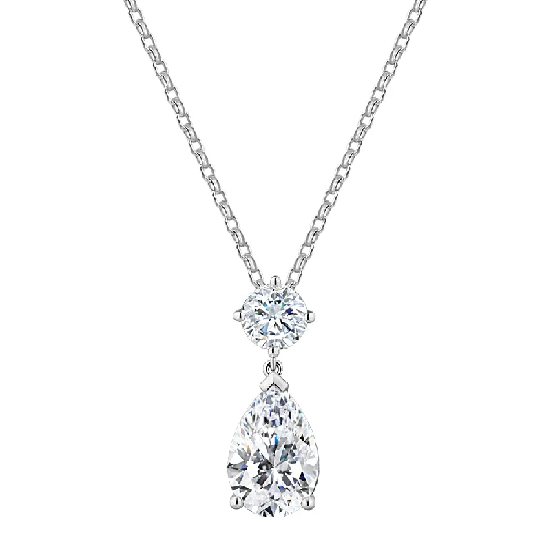 Women’s gemstone necklace-Fancy pendant with 3.84 carats* of diamond simulants in 10 carat white gold