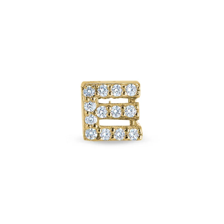 Women’s intricate diamond engagement ring-Gold Finish Sterling Silver Micropave E Initial Charm with Simulated Diamonds